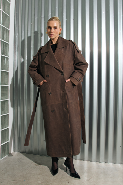 Women's suede trench coat