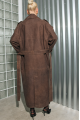 Women's trench coat made of calfskin in VINTAGE style, brown color