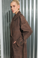 Women's trench coat made of calfskin in VINTAGE style, brown color