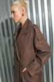 Women's trench coat made of calfskin in VINTAGE style, brown color