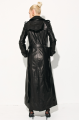 Women's black genuine leather trench coat