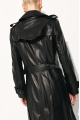 Women's black genuine leather trench coat