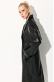 Women's black genuine leather trench coat