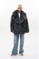 Reversible gray sheepskin coat made of natural cashmere lamb