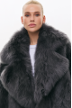 Reversible gray sheepskin coat made of natural cashmere lamb