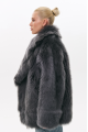 Reversible gray sheepskin coat made of natural cashmere lamb