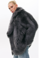Reversible gray sheepskin coat made of natural cashmere lamb
