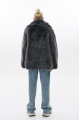 Reversible gray sheepskin coat made of natural cashmere lamb