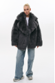 Reversible gray sheepskin coat made of natural cashmere lamb