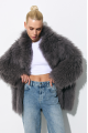 Stylish gray fur coat made of cashmere goat