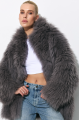 Stylish gray fur coat made of cashmere goat