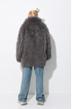 Stylish gray fur coat made of cashmere goat