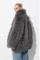 Stylish gray fur coat made of cashmere goat