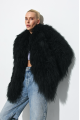 Women's natural llama fur coat in black
