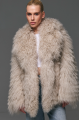 Stylish fur coat made of natural llama in beige color