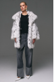 Women's white Canadian fox fur coat with hood