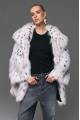 Women's white Canadian fox fur coat with hood