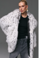 Women's white Canadian fox fur coat with hood