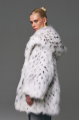 Women's white Canadian fox fur coat with hood