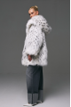 Women's white Canadian fox fur coat with hood