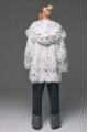 Women's white Canadian fox fur coat with hood