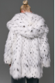 Women's white Canadian fox fur coat with hood