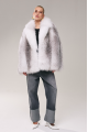 Stylish women's gray fox fur coat