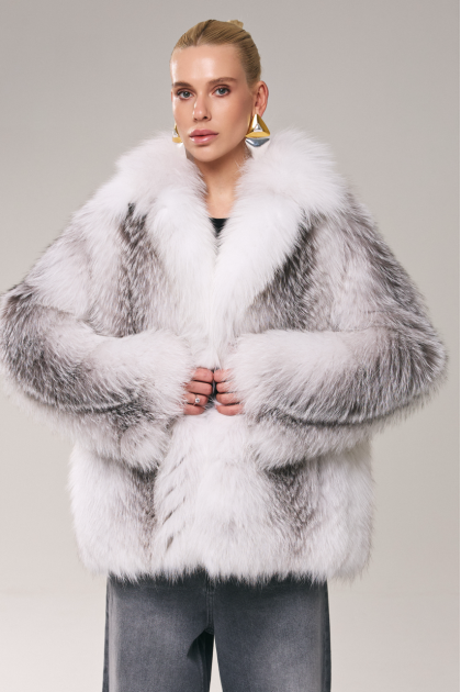 Gray fox fur coat