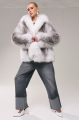 Stylish women's gray fox fur coat