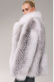 Stylish women's gray fox fur coat