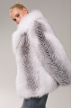 Stylish women's gray fox fur coat
