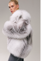 Stylish women's gray fox fur coat