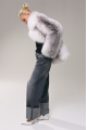 Stylish women's gray fox fur coat