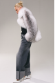 Stylish women's gray fox fur coat