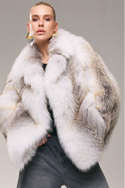 White fox fur coat