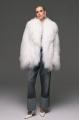 Stylish fur coat made of natural white llama