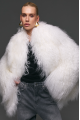 Stylish fur coat made of natural white llama