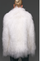 Stylish fur coat made of natural white llama