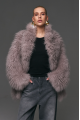 Women's fur coat made of natural cashmere goatskin in gray