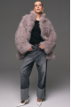 Women's fur coat made of natural cashmere goatskin in gray