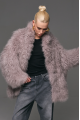 Women's fur coat made of natural cashmere goatskin in gray
