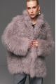 Women's fur coat made of natural cashmere goatskin in gray