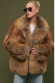 Stylish women's brown fox fur coat