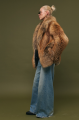 Stylish women's brown fox fur coat