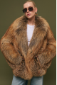 Stylish women's brown fox fur coat