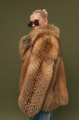 Stylish women's brown fox fur coat