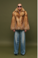 Stylish red fox fur coat