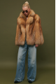 Stylish red fox fur coat