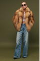 Stylish red fox fur coat