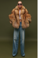 Stylish red fox fur coat